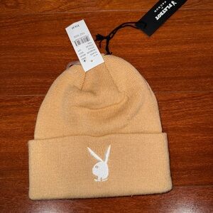 NWT Tan  Pacsun Playboy knit beanie hat, One Size